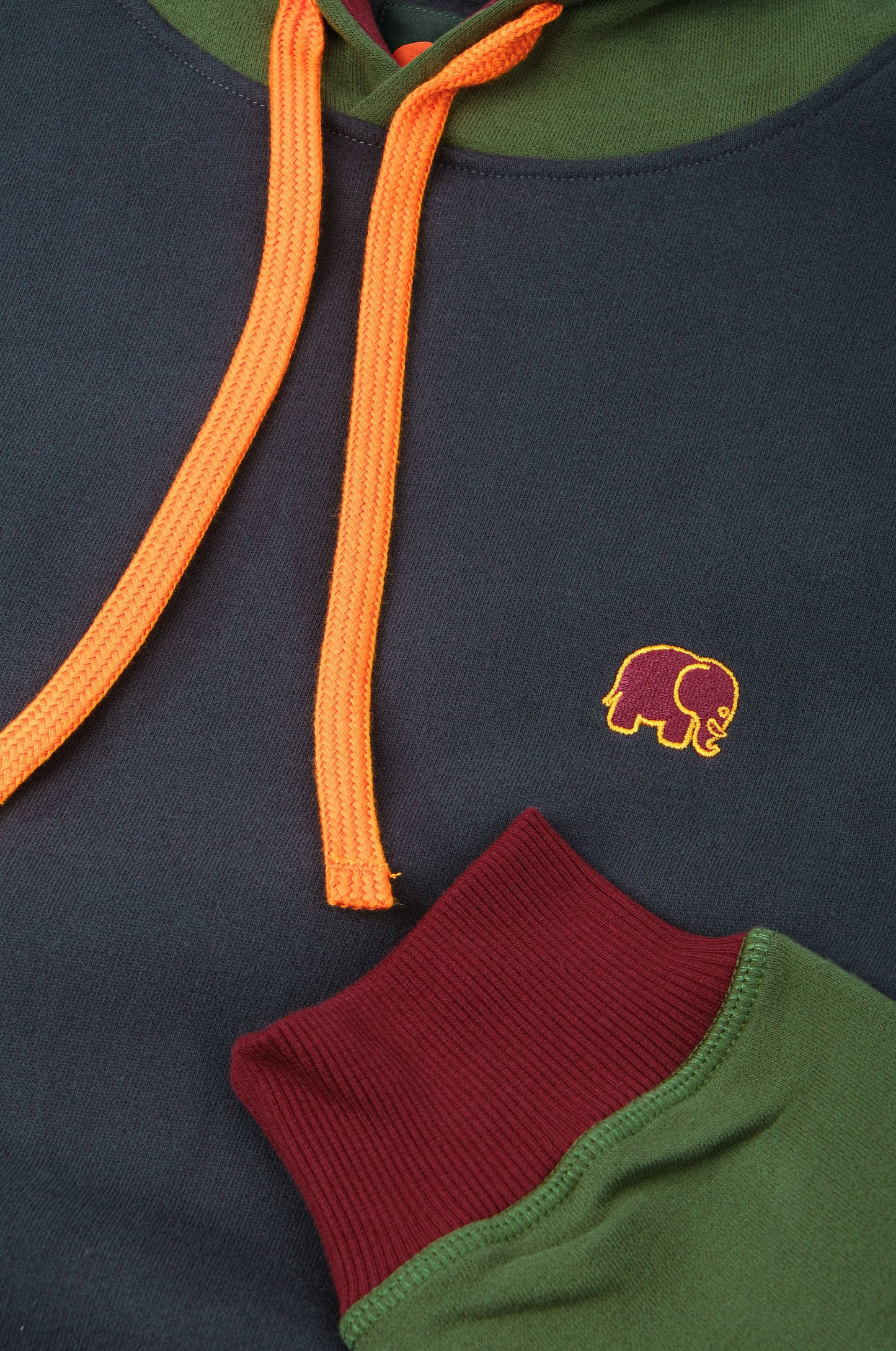 Felpa con cappuccio in cotone biologico color block blu