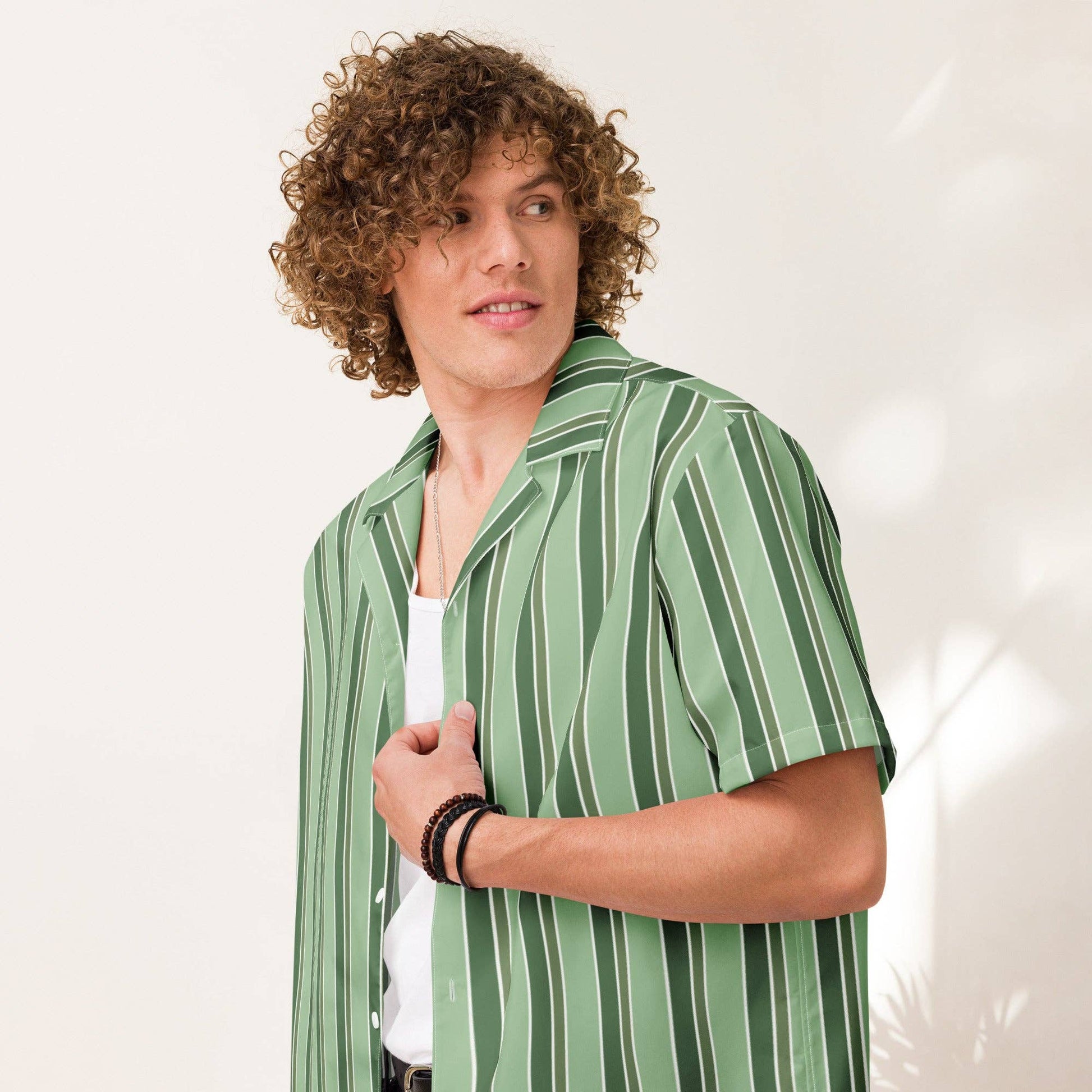 Camicia da piscina oversize a righe verdi