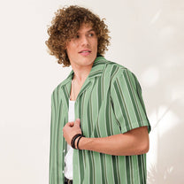 Camicia da piscina oversize a righe verdi