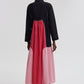 Abito maxi color block con colletto in misto cotone