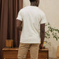 T-shirt con taschino in cotone riciclato avorio