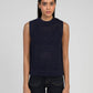 Maglione smanicato navy a collo alto Vikali
