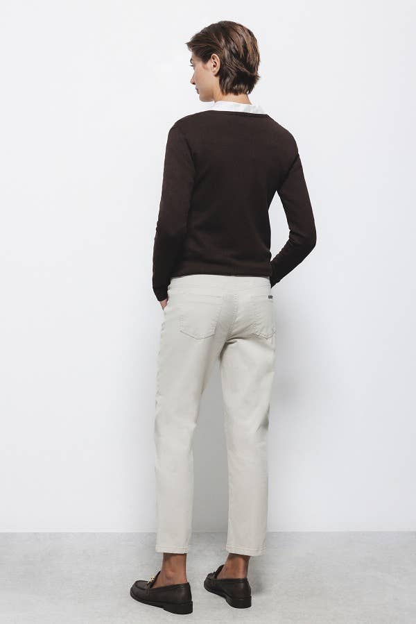 Pantaloni dritti in cotone elasticizzato