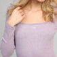 T-shirt lilla a costine con scollo quadrato