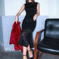 Abito midi Elinor nero in pizzo