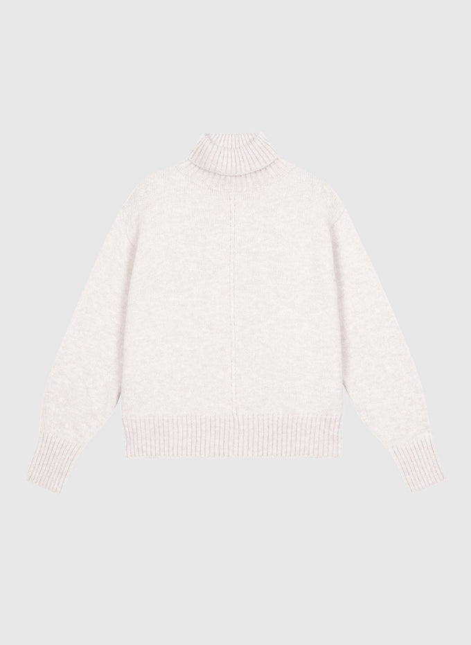 Maglione dolcevita in maglia écru da donna