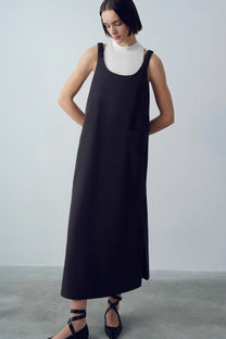 Abito gilet lungo con spalline arricciate