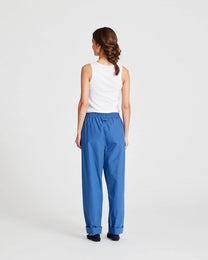 Pantaloni Astrid in popeline di cotone biologico azzurro