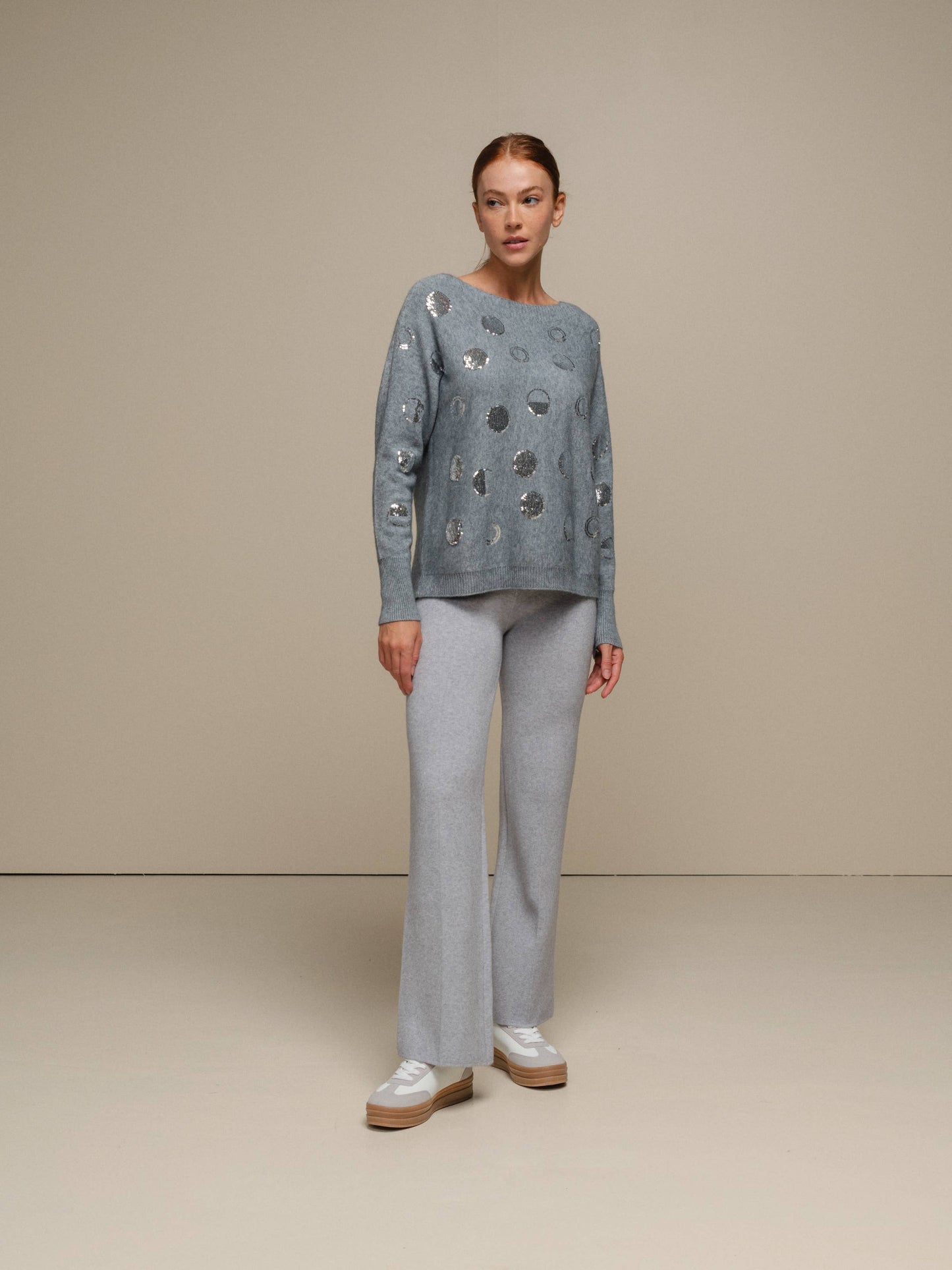 Maglione donna con paillettes a pois