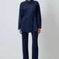 Camicia in raso con lacci blu navy