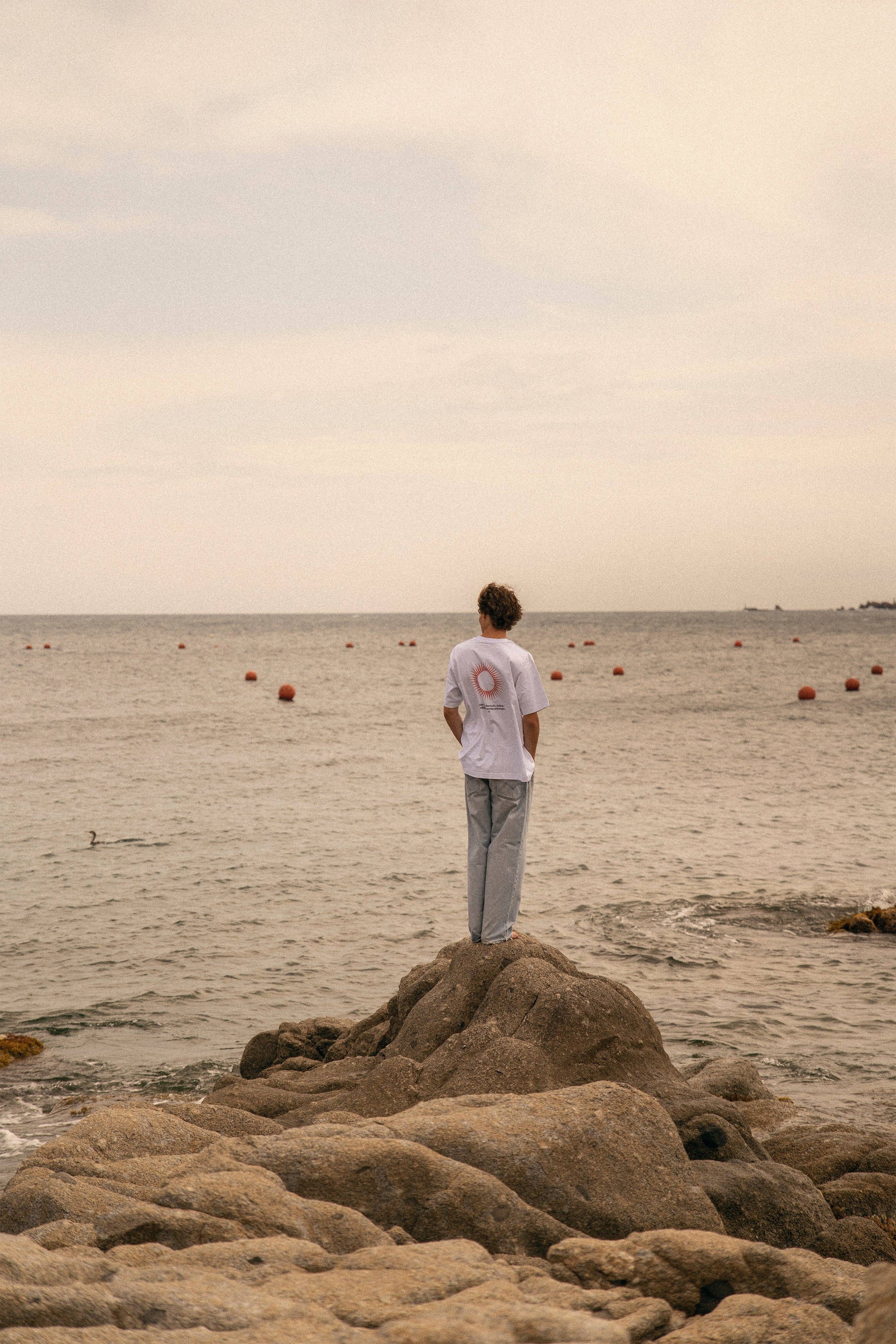 T-shirt oversize in cotone biologico con stampa sole