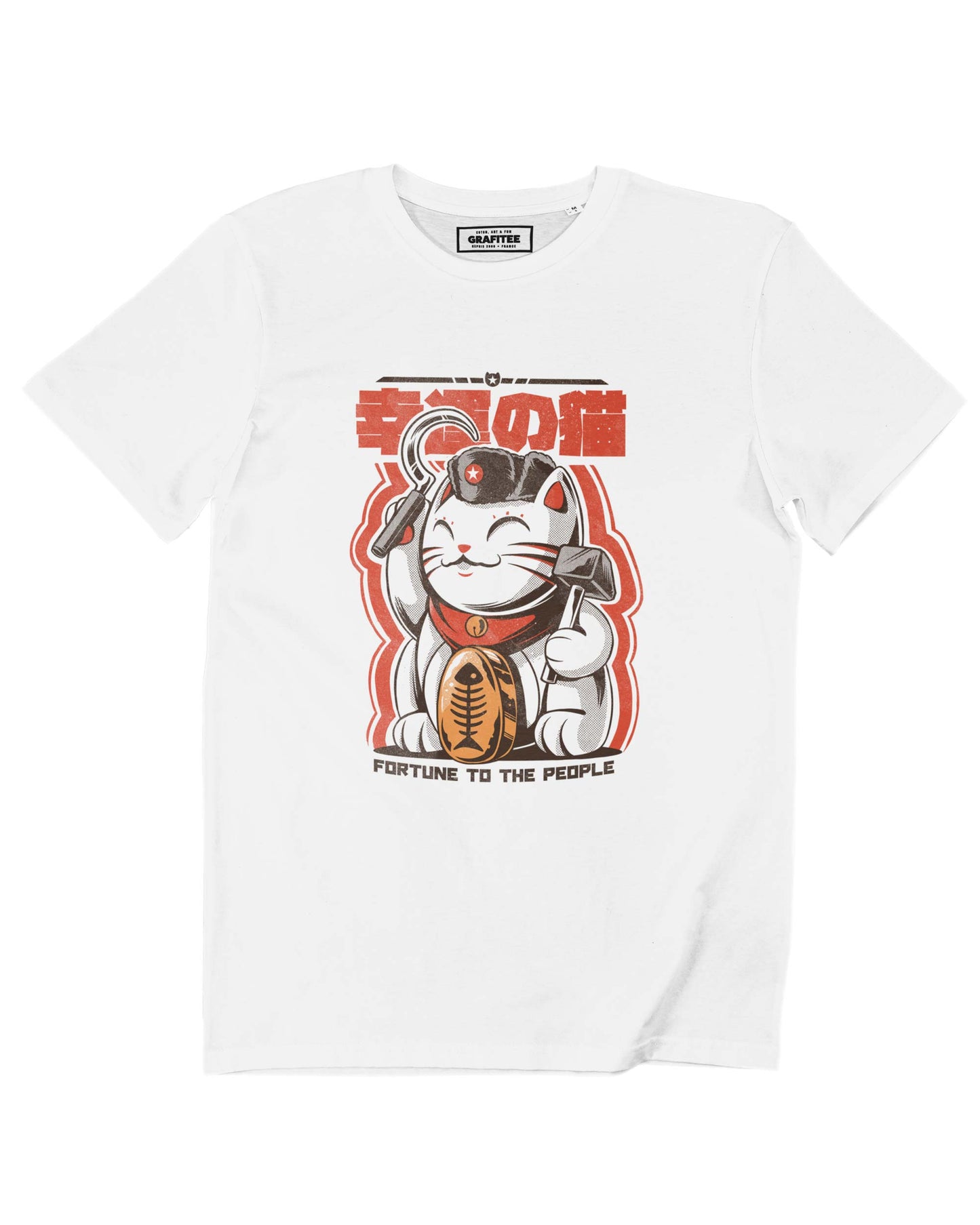 T-shirt unisex in cotone biologico con stampa gatto