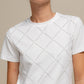 T-shirt Donna in Cotone Elasticizzato con Motivo a Rombi e Perle