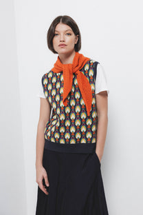 Gilet in maglia jacquard multicolor