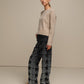 Jeans donna a gamba ampia con stampa stelle