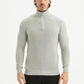 Maglione in cotone con collo alto e mezza zip grigio