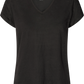 T-shirt in lino Simone nera con scollo a V