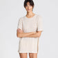 T-shirt in lino a maniche corte girocollo grigio antico