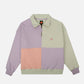 Maglione oversize donna half-zip color block lavanda