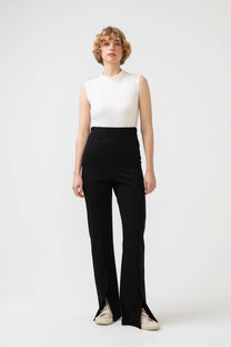 Pantaloni a vita alta in jersey con spacchi frontali