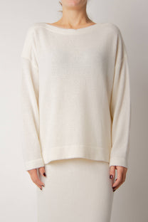 Maglione con scollo a barchetta in misto cashmere