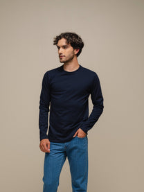 Maglia uomo girocollo a manica lunga in cotone e poliestere