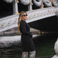 Cardigan lungo in maglia con cintura