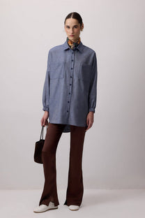 Camicia oversize blu navy da donna