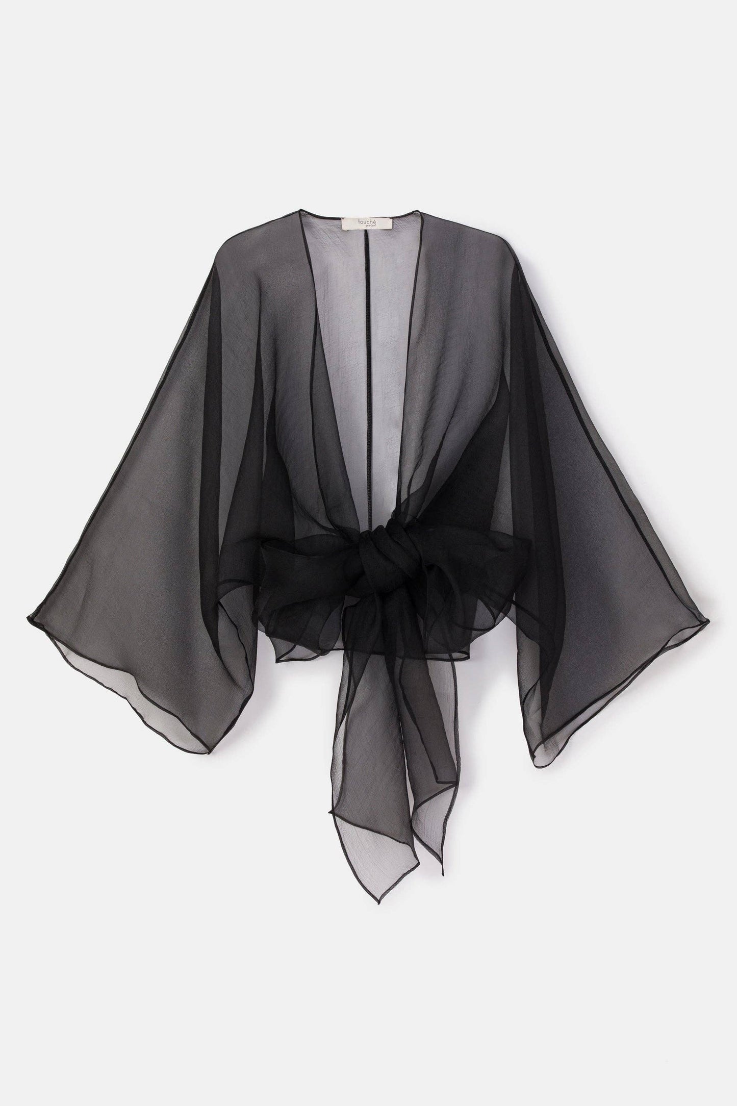 Giacca in organza nera con cintura