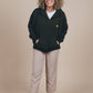 Felpa oversize con cappuccio e zip in cotone biologico verde scarabeo da donna