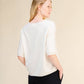 T-shirt in misto cashmere a scollo V seamless 3D-knit