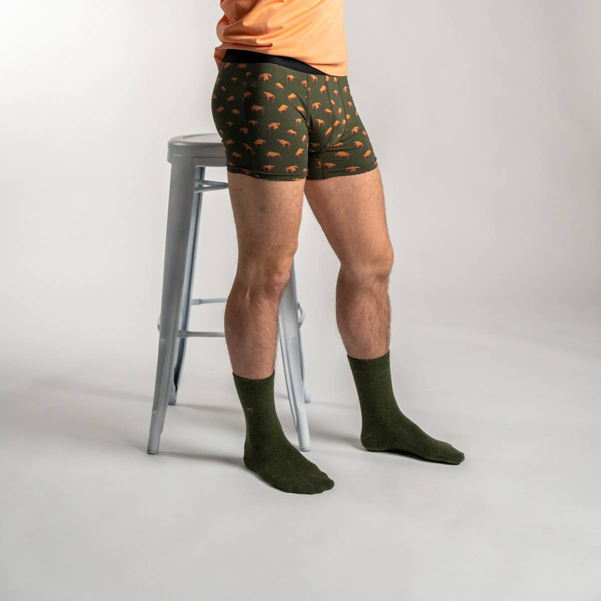 Calzini in cotone pettinato tinta unita verde khaki scuro