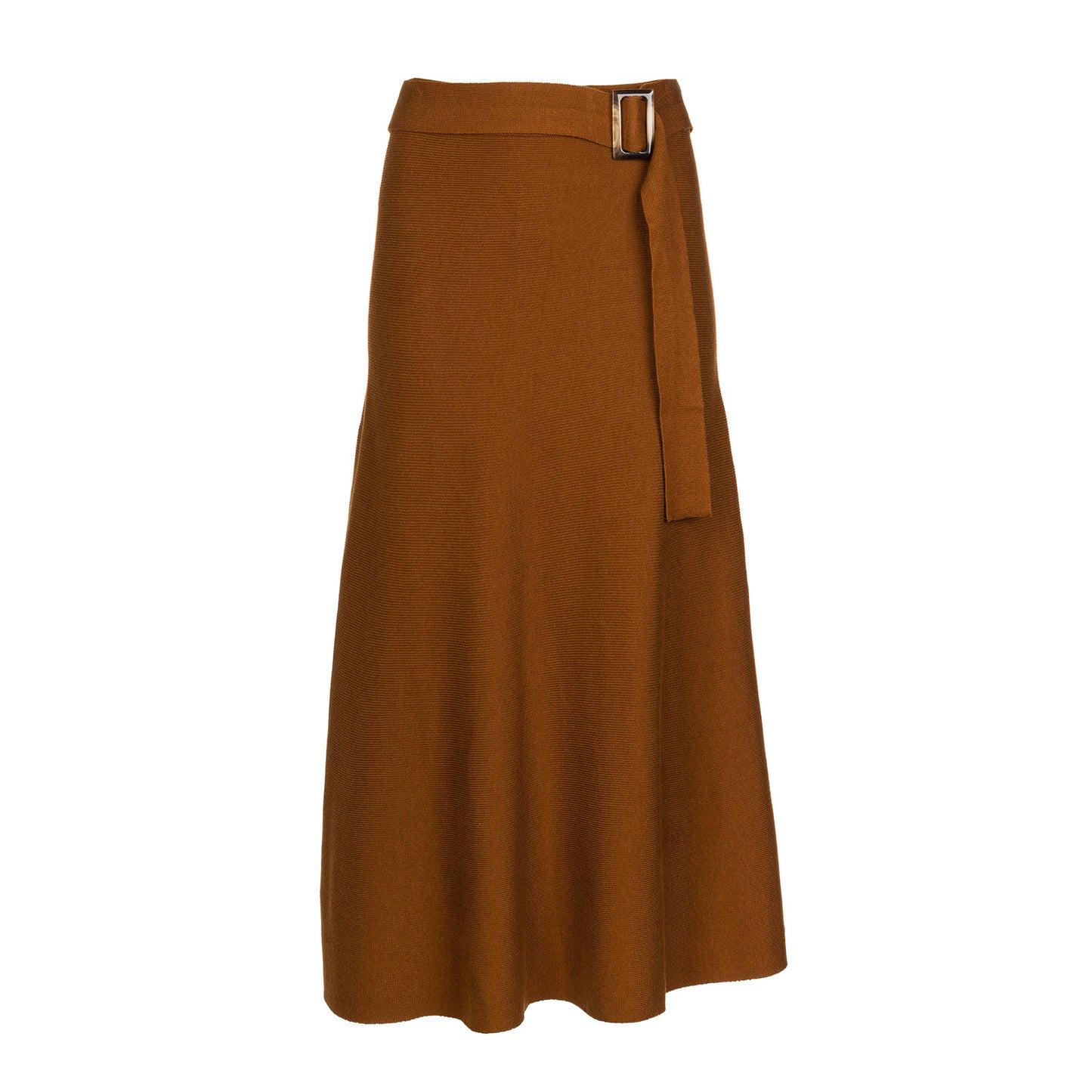 Gonna midi in maglia con cintura