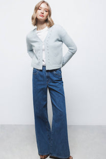 Giacca cardigan in maglia con pietre decorative