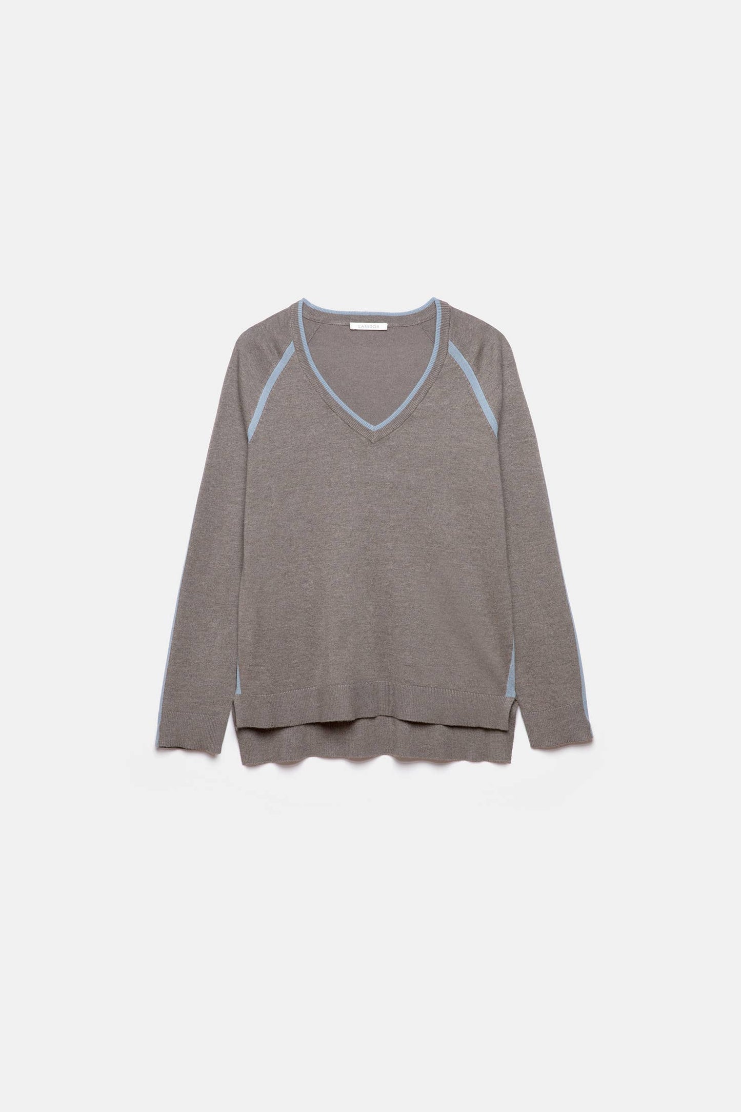Maglione bicolore a maglia con scollo a V