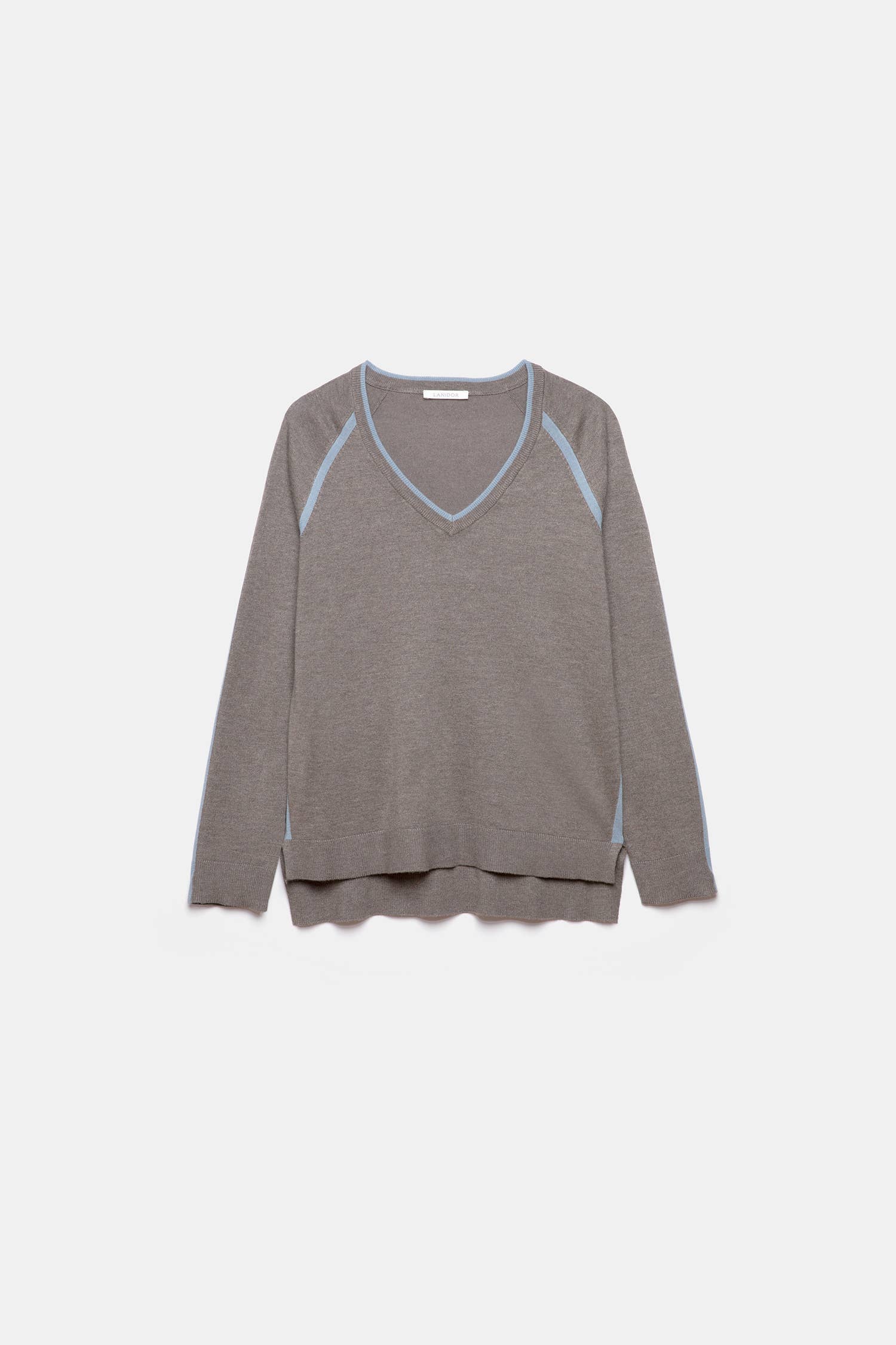 Maglione bicolore a maglia con scollo a V