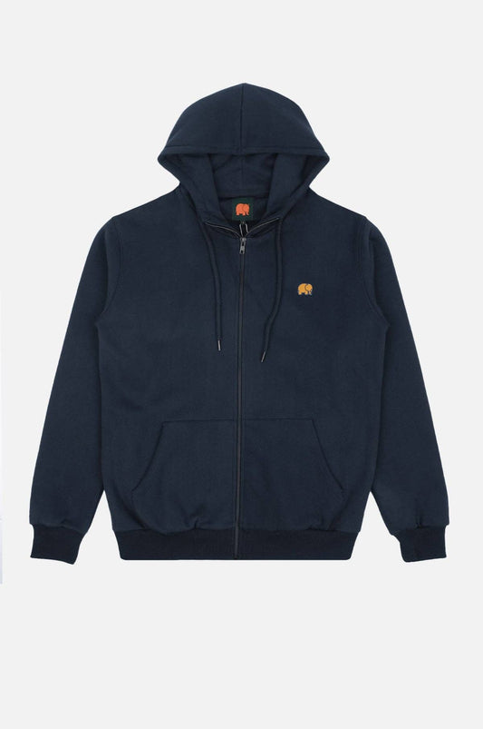 Felpa con cappuccio zip in cotone biologico Essential Blu