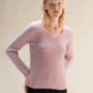 Maglia a coste con scollo a V in misto cashmere
