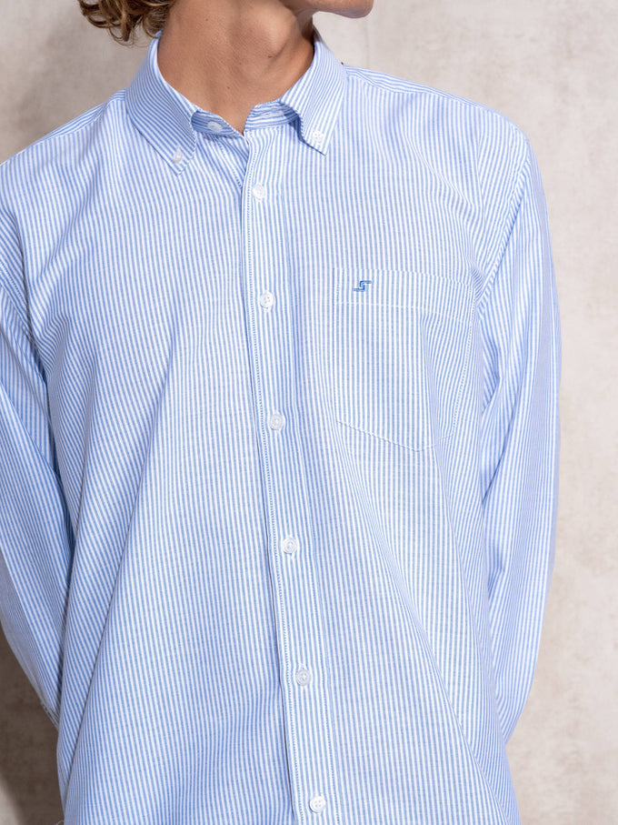 Camicia uomo a righe in cotone e poliestere