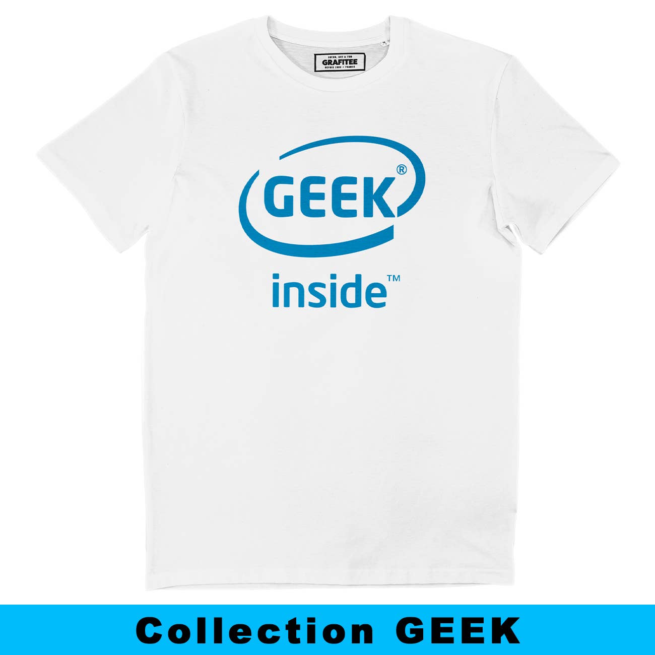 T-shirt "Geek Inside" in cotone biologico con stampa logo