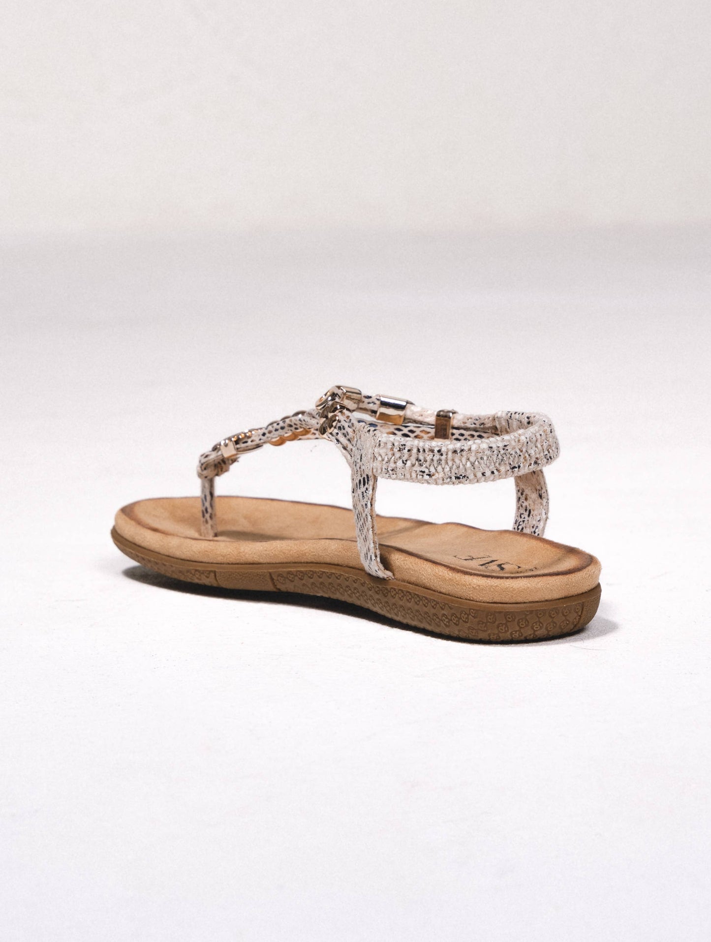 Sandali flat animalier con applicazioni metalliche