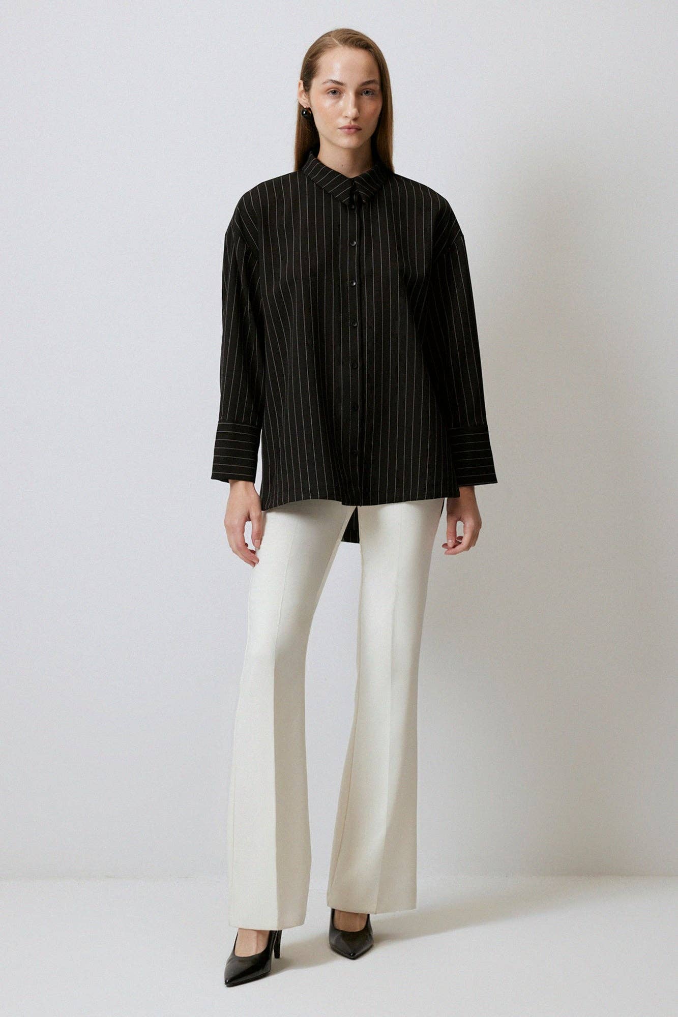 Camicia oversize a righe sottili