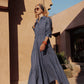 Vestito lungo chemisier a righe indigo