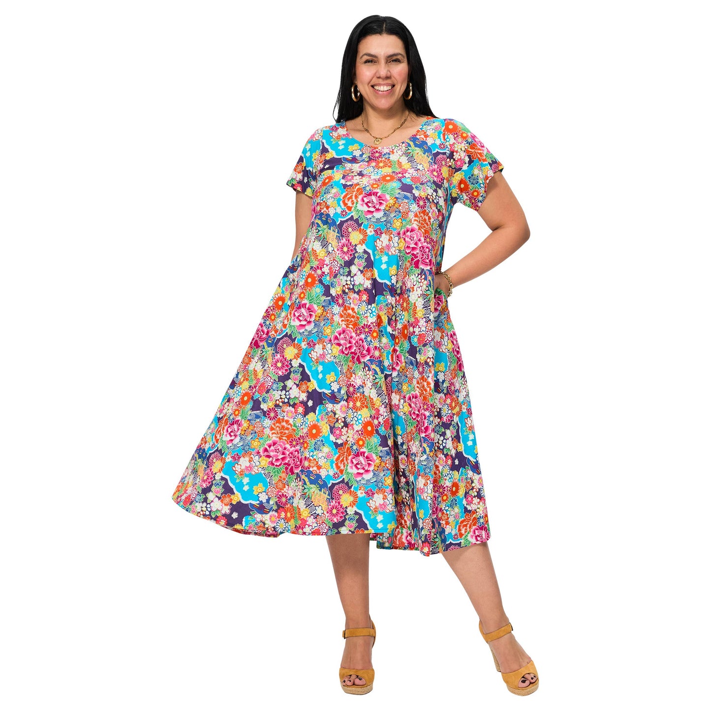 Abito midi estivo floreale multicolore