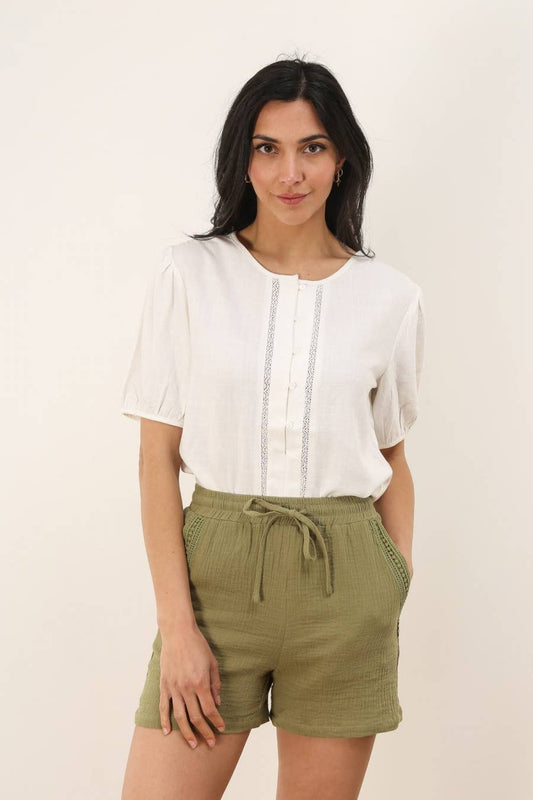 Blusa Tal con bottoni e maniche a sbuffo