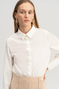 Body camicia con pinces in misto cotone