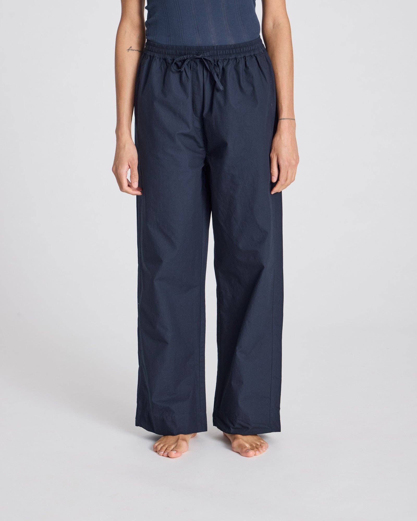 Pantaloni Thilde in popeline di cotone biologico Blu mezzanotte