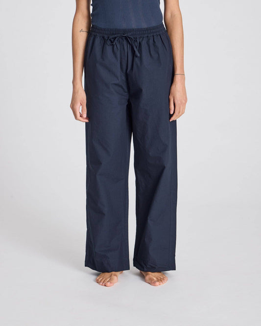 Pantaloni Thilde in popeline di cotone biologico Blu mezzanotte