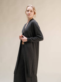 Cardigan lungo superfine in misto cashmere con maglia 3D senza cuciture