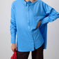 Camicia oversize in popeline blu